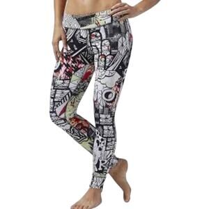 Reebok x Upendo Taylor Collab Medium Ankle Legging Graffiti Sea Foam Athleisure